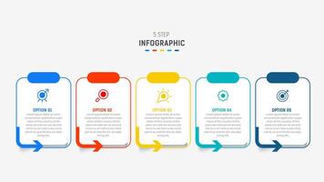 Five Step Infographic design element template for presentation. info graphic illustration. process diagram and presentations step, banner, flow chart, 5 option template. vector