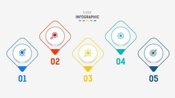 Five Step Infographic design element template for presentation. info graphic illustration. process diagram and presentations step, banner, flow chart, 5 option template. vector