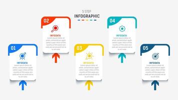 Five Step Infographic design element template for presentation. info graphic illustration. process diagram and presentations step, banner, flow chart, 5 option template. vector