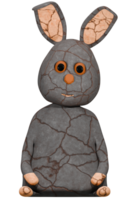 3D rabbit toy gray png