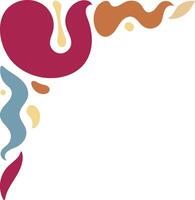 Retro Groovy Corner Border in Abstract Style. Illustration on White Background. vector