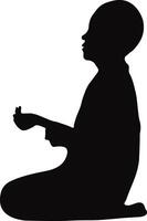 Muslim Pray Silhouette in Simple Design. Isolated on White Background. vector
