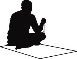 Muslim Pray Silhouette in Simple Design. Isolated on White Background. vector