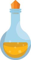 Magic Potion Bottle with Elixir. Cartoon Illustration. vector