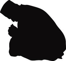 Muslim Pray Silhouette in Simple Design. Isolated on White Background. vector