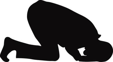 Muslim Pray Silhouette in Simple Design. Isolated on White Background. vector