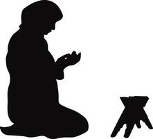 Muslim Pray Silhouette in Simple Design. Isolated on White Background. vector