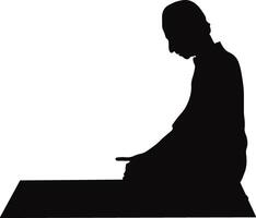Muslim Pray Silhouette in Simple Design. Isolated on White Background. vector