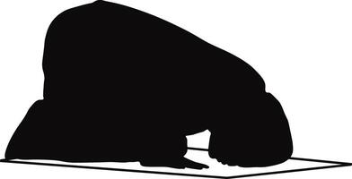 Muslim Pray Silhouette in Simple Design. Isolated on White Background. vector