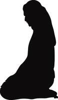 Muslim Pray Silhouette in Simple Design. Isolated on White Background. vector