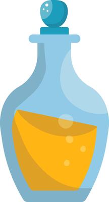 Magic Potion Bottle with Elixir. Cartoon Illustration.