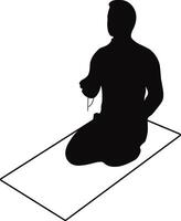 Muslim Pray Silhouette in Simple Design. Isolated on White Background. vector