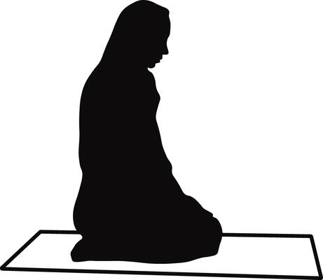 Muslim Pray Silhouette in Simple Design. Isolated on White Background.