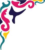 Abstract Groovy Corner Frame in Colorful Design. Isolated on White Background. vector