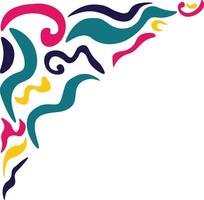 Abstract Groovy Corner Frame in Colorful Design. Isolated on White Background. vector