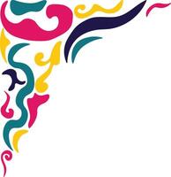 Abstract Groovy Corner Frame in Colorful Design. Isolated on White Background. vector