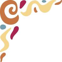 Retro Groovy Corner Border in Abstract Style. Illustration on White Background. vector