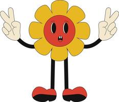 Groovy Hippie Character in Flat Cartoon Style. Isolated Illustration. vector