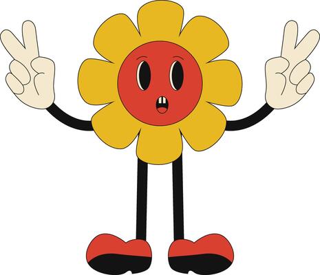 Groovy Hippie Character in Flat Cartoon Style. Isolated Illustration.