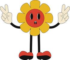 Groovy Hippie Character in Flat Cartoon Style. Isolated Illustration. vector
