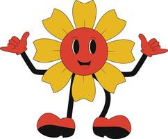 Groovy Hippie Character in Flat Cartoon Style. Isolated Illustration. vector