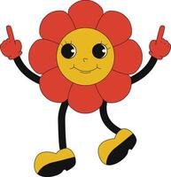 Groovy Hippie Character in Flat Cartoon Style. Isolated Illustration. vector