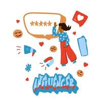 Influencer concept with girl and text. vector