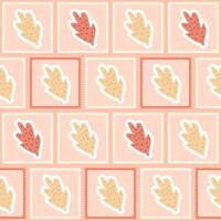 Autumn seamless pattern. Fall cutouts paper leaves repeat background. Bento box retro stamps design. hand drawn illustration. vector