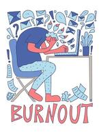 Burnout concept. person at the table. vector