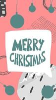 Merry Christmas. Story post with hand drawn text. vector