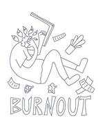 Burnout concept. person at the table. vector