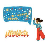 Influencer concept with girl and text. vector