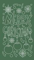 Merry Christmas. Story post with hand drawn text. vector