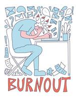 Burnout concept. person at the table. vector