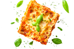 Lasagna with Basil and Cheese - Food Photography png