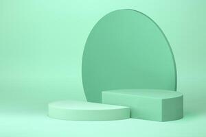 3d podium showcase light green circle pedestal mock up for cosmetic product show presentation vector