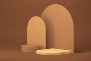 Beige pastel 3d podium pedestal mock up for cosmetic product show presentation realistic vector