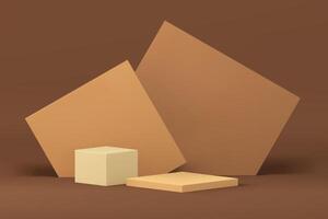Beige 3d geometric pedestal podium angular background for product promo presentation vector