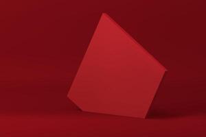 Red 3d pentagon angular wall modern decoration showcase for product presentation vector