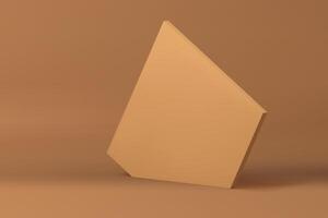 Beige pentagonal 3d wall geometric showcase for product promo presentation realistic vector