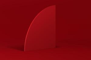 Red 3d curved wall modern empty showroom decor element fashion studio background realistic vector