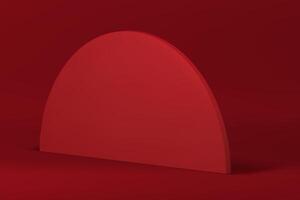 Red 3d curved wall geometric vertical platform for product fashion presentation realistic vector