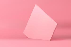 Pink 3d pentagonal wall geometric background mock up for cosmetic product show presentation vector