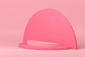 Pink elegant 3d podium semicircle step pedestal for feminine product presentation realistic vector
