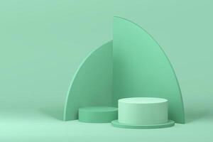 Green minimalist 3d podium pedestal geometric wall background empty showcase realistic vector