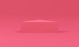 Pastel 3d podium triangle platform geometric stand at pink studio background realistic vector