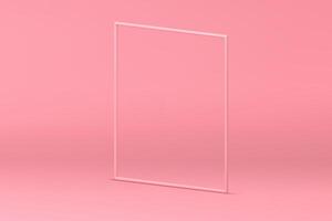 Pink 3d squared frame isometric display mock up for cosmetic product show presentation vector