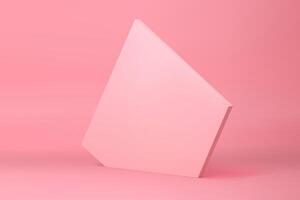 Pink 3d abstract pentagonal isometric wall mock up for cosmetic product show presentation vector