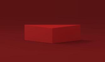 Red 3d podium triangle fashion minimalist platform stand product presentation realistic vector