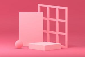 Pink 3d podium pedestal geometric display composition for product presentation illustration vector